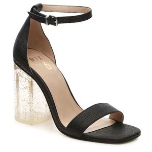 Mix No. 6 Cregan Sandal with Lucite Gold Sparkle Heel Size 9.5